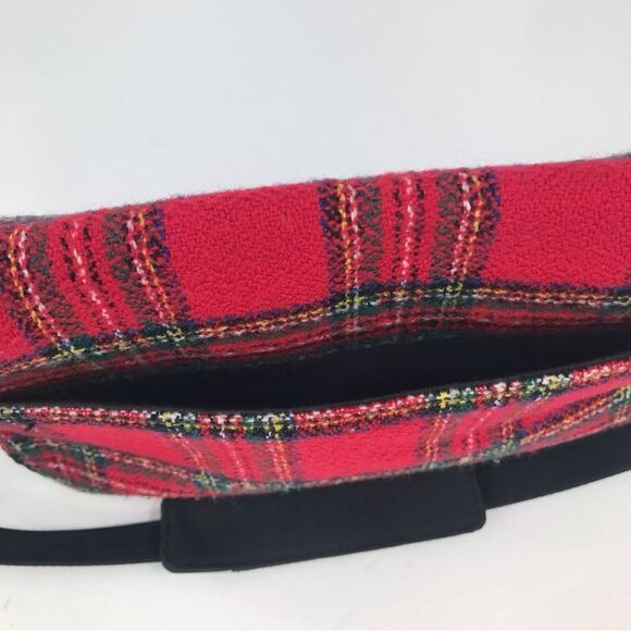 Ego Red and Black Plaid Wool Flap Front Holiday Mini Shoulder Bag - Picture 11 of 16